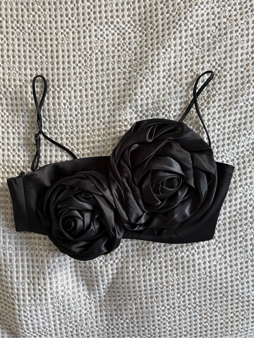 Zara Black Satin Rose Top